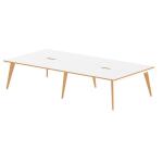 Oslo 1600mm B2B 4 Person Office Bench Desk White Top Natural Wood Edge White Frame OSL0110
