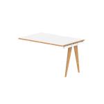 Oslo 1200mm Single Row Office Bench Desk Ext Kit White Top Natural Wood Edge White Frame OSL0113