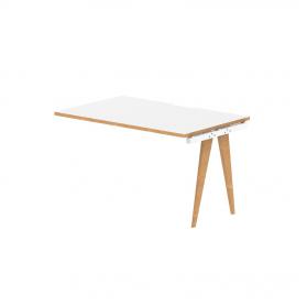 Oslo Single Ext Kit White Frame Wooden Leg Bench Desk 1200 White With Natural Wood Edge OSL0113