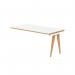 Oslo 1400mm Single Row Office Bench Desk Ext Kit White Top Natural Wood Edge White Frame OSL0114