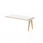 Oslo Single Ext Kit White Frame Wooden Leg Bench Desk 1600 White With Natural Wood Edge OSL0115