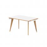 Oslo 1200mm Single Starter Office Bench Desk White Top Natural Wood Edge White Frame OSL0116