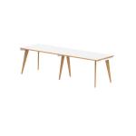 Oslo 1200mm Single Row 2 Person Office Bench Desk White Top Natural Wood Edge White Frame OSL0117