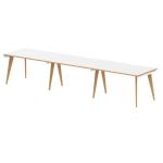 Oslo 1200mm Single Row 3 Person Office Bench Desk White Top Natural Wood Edge White Frame OSL0118