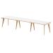Oslo Single White Frame Wooden Leg Bench Desk 1200 White With Natural Wood Edge (3 Pod) OSL0118