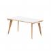 Oslo 1400mm Single Starter Office Bench Desk White Top Natural Wood Edge White Frame OSL0119