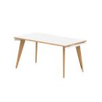 Oslo Single White Frame Wooden Leg Bench Desk 1400 White With Natural Wood Edge OSL0119