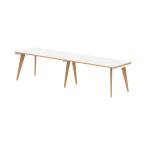 Oslo 1400mm Single Row 2 Person Office Bench Desk White Top Natural Wood Edge White Frame OSL0120