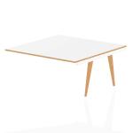 Oslo Square Boardroom Table Ext Kit White Frame Wooden Leg 1600 White With Natural Wood Edge