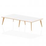 Oslo 3200mm Rectangular Boardroom Table White Top Natural Wood Edge White Frame OSL0128