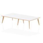 Oslo White Frame Wooden Leg Rectangular Boardroom Table 3200 White With Natural Wood Edge (2 pod) OSL0128