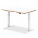 Oslo 1200mm Height Adjustable Office Desk White Top Natural Wood Edge White Frame OSL0131