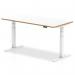 Oslo 1600mm Height Adjustable Office Desk White Top Natural Wood Edge White Frame OSL0133