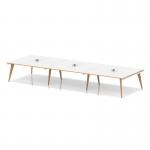 Oslo Volta 4800mm Rectangular Boardroom Table With Pop-up Power Module White Top Natural Wood Edge White Frame OSL0231