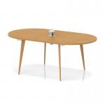 Oslo Volta 1800mm Oval Boardroom Table With Pop-up Power Module Oak Top With Wooden Splayed Leg OSL0234