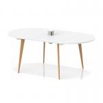 Oslo Volta 1800mm Oval Boardroom Table With Pop-up Power Module White Top With Wooden Splayed Leg OSL0236