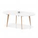 Oslo Volta 1800mm Oval Boardroom Table With Pop-up Power Module White Top With Wooden Splayed Leg OSL0236