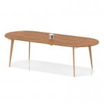 Oslo Volta 2400mm Oval Boardroom Table With Pop-up Power Module Walnut Top With Wooden Splayed Leg OSL0240