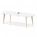 Oslo Volta 2400mm Oval Boardroom Table With Pop-up Power Module White Top With Wooden Splayed Leg OSL0241