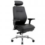 Domino Black Bonded Leather With Arms & Headrest