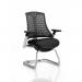 Flex Cantilever Chair White Frame Black Fabric Seat Black Back With Arms PR1307