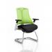 Flex Cantilever Chair White Frame Black Fabric Seat Green Back With Arms PR1309