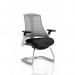 Flex Cantilever Chair White Frame Black Fabric Seat Grey Back With Arms PR1310