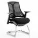 Flex Cantilever Chair Black Frame Black Fabric Seat With Black Back With Arms PR1314