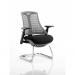 Flex Cantilever Chair Black Frame Black Fabric Seat With Grey Back With Arms PR1317