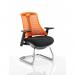 Flex Cantilever Chair Black Frame Black Fabric Seat With Orange Back With Arms PR1319