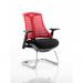 Flex Cantilever Chair Black Frame Black Fabric Seat With Red Back With Arms PR1320