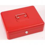 The Phoenix Cash Boxes Phoenix 12 Cash Box has a key lock and features a sleek, black exterior with a metallic finish. The top of the box has the Phoenix logo in bold lettering and the key hole is located in the center. The box is compact and would fit easily in a drawer or on a shelf.