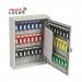 The Phoenix Key Cabinets Phoenix Commercial Key Cabinet features a sleek design with a black exterior. It has a total of 42 hooks and is secured with a net code electronic lock. The cabinet also has a sturdy handle for easy transportation.