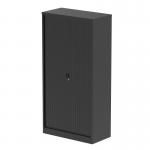 Qube 2000mm Side Tambour Cupboard Black With Shelves QS2072