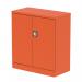 In this image, a bright Sienna Orange Silverline Medium Cupboard Qube stands tall at 1000mm with 2 doors and a shelf. Its neat and modern design adds a pop of color to any space, while providing ample storage for stationery and other items.
