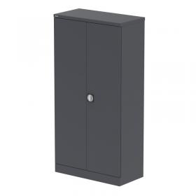 Qube 1830mm 2-Door Stationery Cupboard Graphite Grey With Shelves QS2110