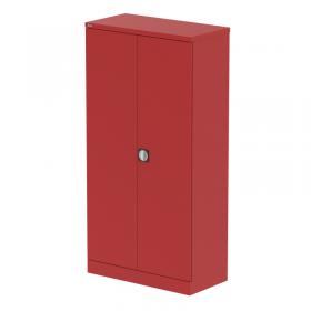 Qube 1830mm 2-Door Stationery Cupboard Red With Shelves QS2113