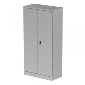 Qube 1830mm 2-Door Stationery Cupboard Silver With Shelves QS2114
