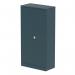 In the picture, the Silverline Tall cupboards Qube stands at 1850mm tall and has 2 doors. The color is an ocean cobalt and it features shelves inside. The cupboard has a sleek and modern look, perfect for organizing stationery or office supplies.