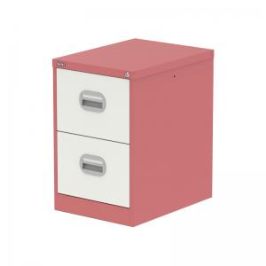 Qube 2 Drawer Filing Cabinet Antique Pink And Satin White QS2148