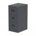 This photo features a sleek Silverline Steel Filing Cabinet Qube in Graphite Grey with three spacious drawers for all your filing needs. The modern design and durable construction make it the perfect addition to any office space.