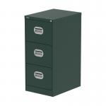 The Silverline Steel Filing Cabinets Qube 3 Drawer Filing Cabinet in British Racing Green is a sleek and stylish storage solution for any office space. The rich green color adds a touch of sophistication, while the steel material provides durability and strength. With three spacious drawers, this cabinet is perfect for organizing important documents and keeping your workspace clutter-free.