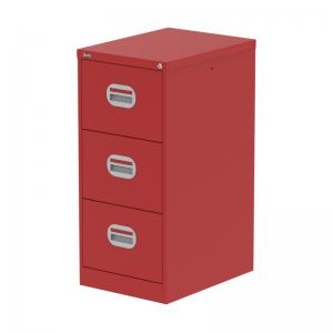 Qube 3 Drawer Filing Cabinet Red QS2157
