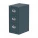 This picture shows a sleek and modern Silverline Steel Filing Cabinet with Qube 3 drawers. The ocean cobalt finish adds a pop of color, making it stylish and functional for any office space.