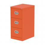 This photo features a bright orange Silverline Steel Filing Cabinet from the Qube 3 Drawer Filing Cabinet line. Its sleek design and sturdy construction can be seen in the image. The cabinet is fully assembled and ready to store important documents.