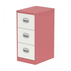 Qube 3 Drawer Filing Cabinet Antique Pink And Satin White QS2170