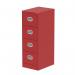 This photo features a sleek and modern Silverline Steel Filing Cabinet Qube, with a vibrant red finish and four spacious drawers for organizing important documents and supplies. The cabinet exudes a professional and polished look, perfect for any office space.