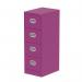 This image features a vibrant purple 4 drawer filing cabinet from Silverlines Qube line. Its sleek steel construction adds a modern touch, while the spacious drawers provide ample storage for all your filing needs.
