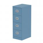 The Silverline Steel Filing Cabinets Qube 4 Drawer Filing Cabinet in Pastel Blue is a sleek and modern storage solution. Its durable steel construction and vibrant pastel blue color add a touch of style to any office space. The four spacious drawers provide ample space for organizing important documents and paperwork.