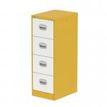 A modern and sleek filing cabinet, the Silverline Steel Qube has 4 spacious drawers in a vibrant lemon yellow and satin white color scheme. Perfect for any stylish and organized office space.